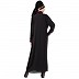 Collared Casual abaya - Black-Wine color